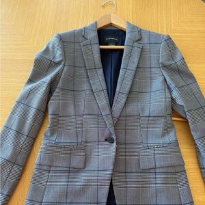 Club Monaco Gray and Navy Plaid Blazer